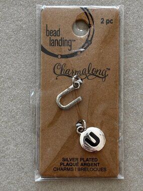 Bead Landing Charmalong Silver Plated “J” Initial Charms – 2 Pack – Jewelry Maki